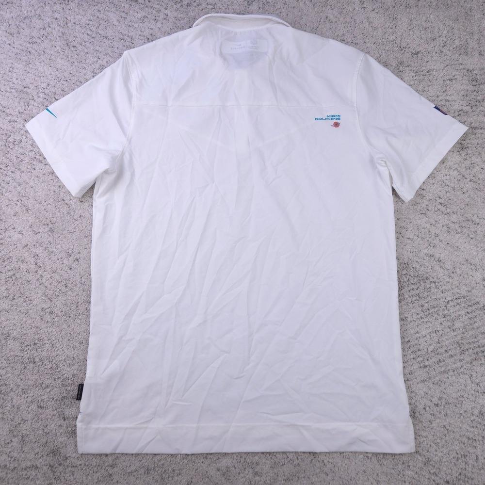 Miami Dolphins Team Issued Polo Shirt Mens Large Nike On Field White Dri Fit GUC - Picture 2 of 12